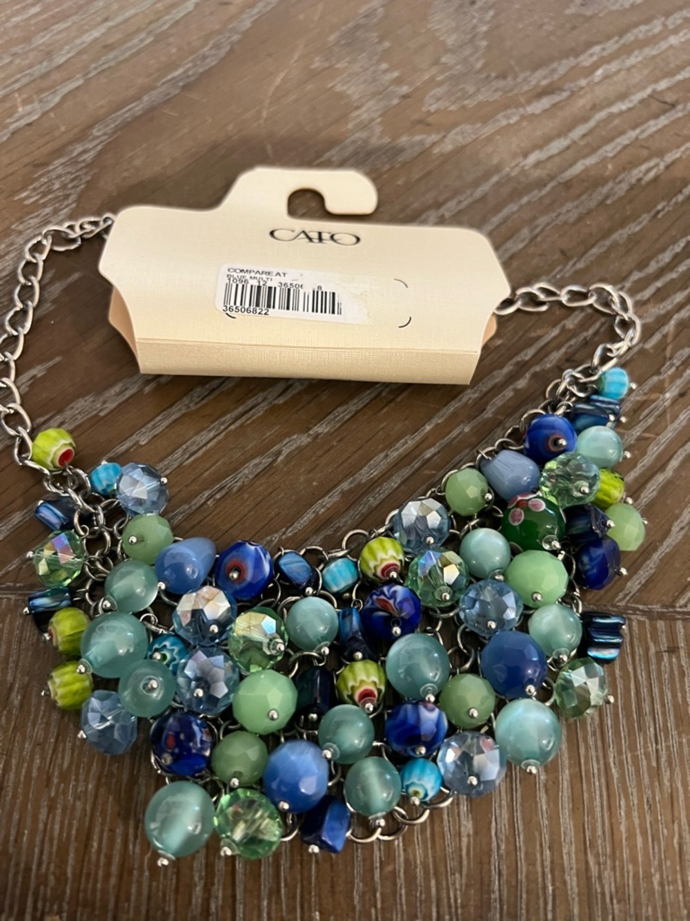 Cato Blue & Green Cluster Beaded Necklace